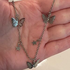 Silver Butterfly & Star Chain Necklace
